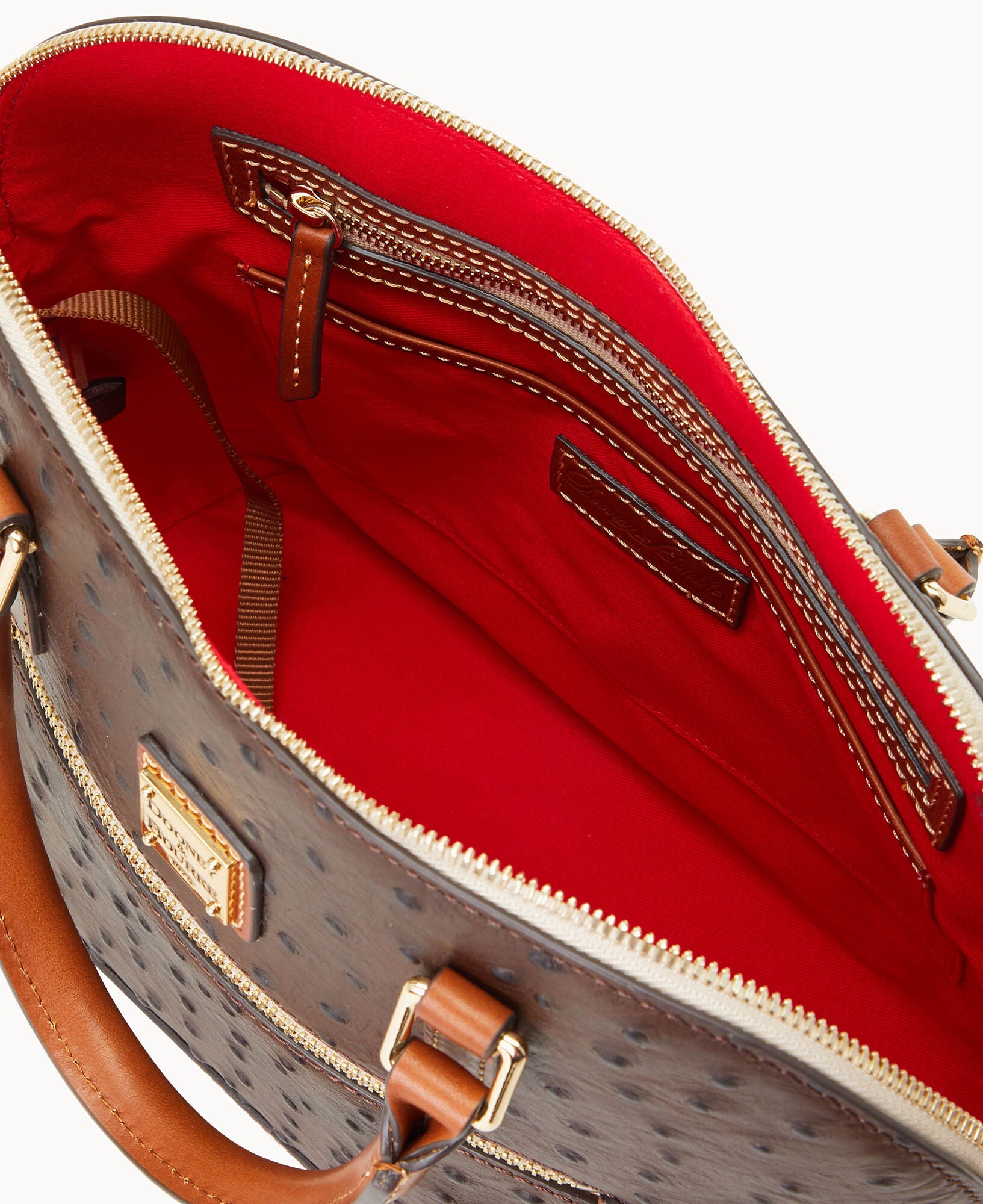 Ostrich Domed Zip Satchel - Image 11
