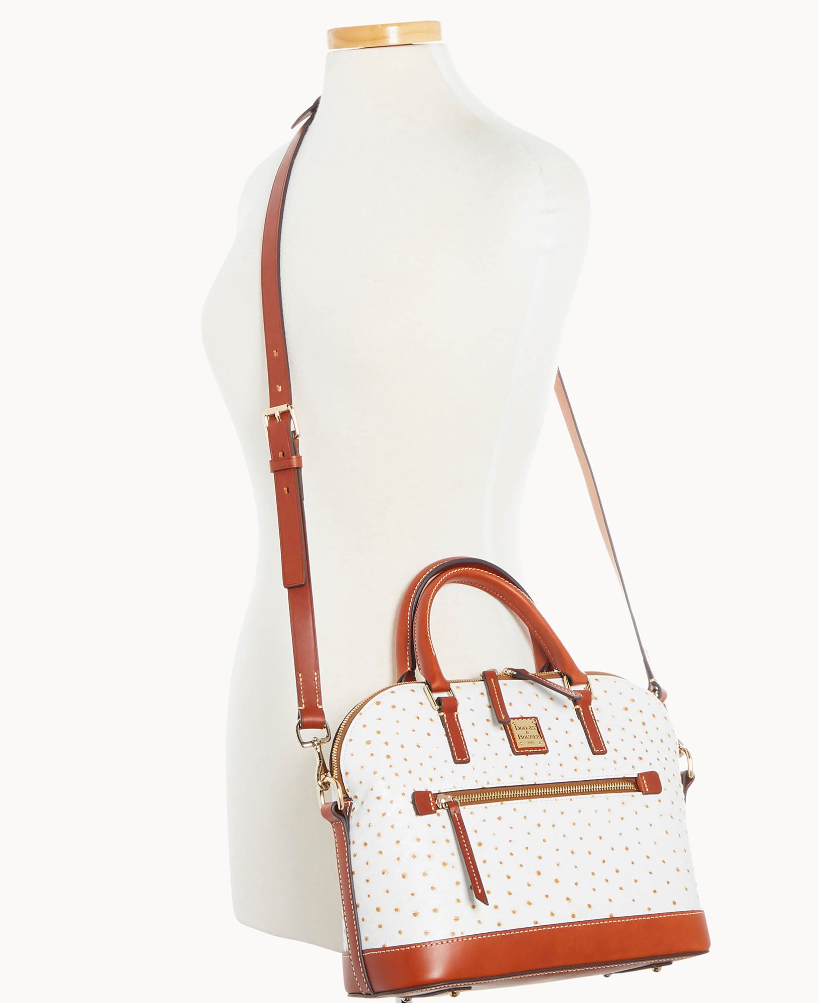 Ostrich Domed Zip Satchel - Image 15