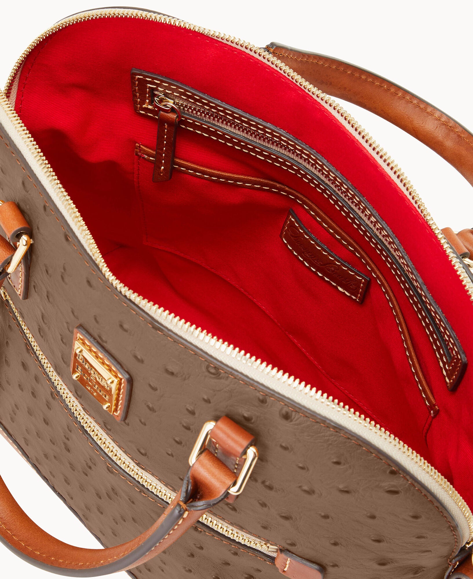 Ostrich Domed Zip Satchel - Image 3