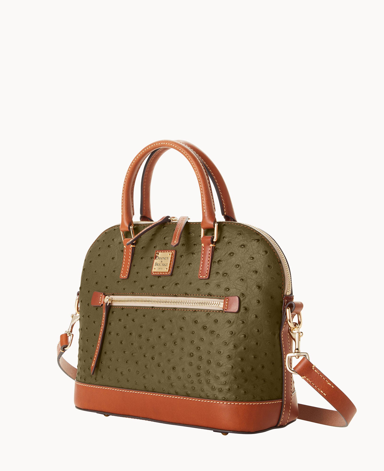 Ostrich Domed Zip Satchel - Image 24