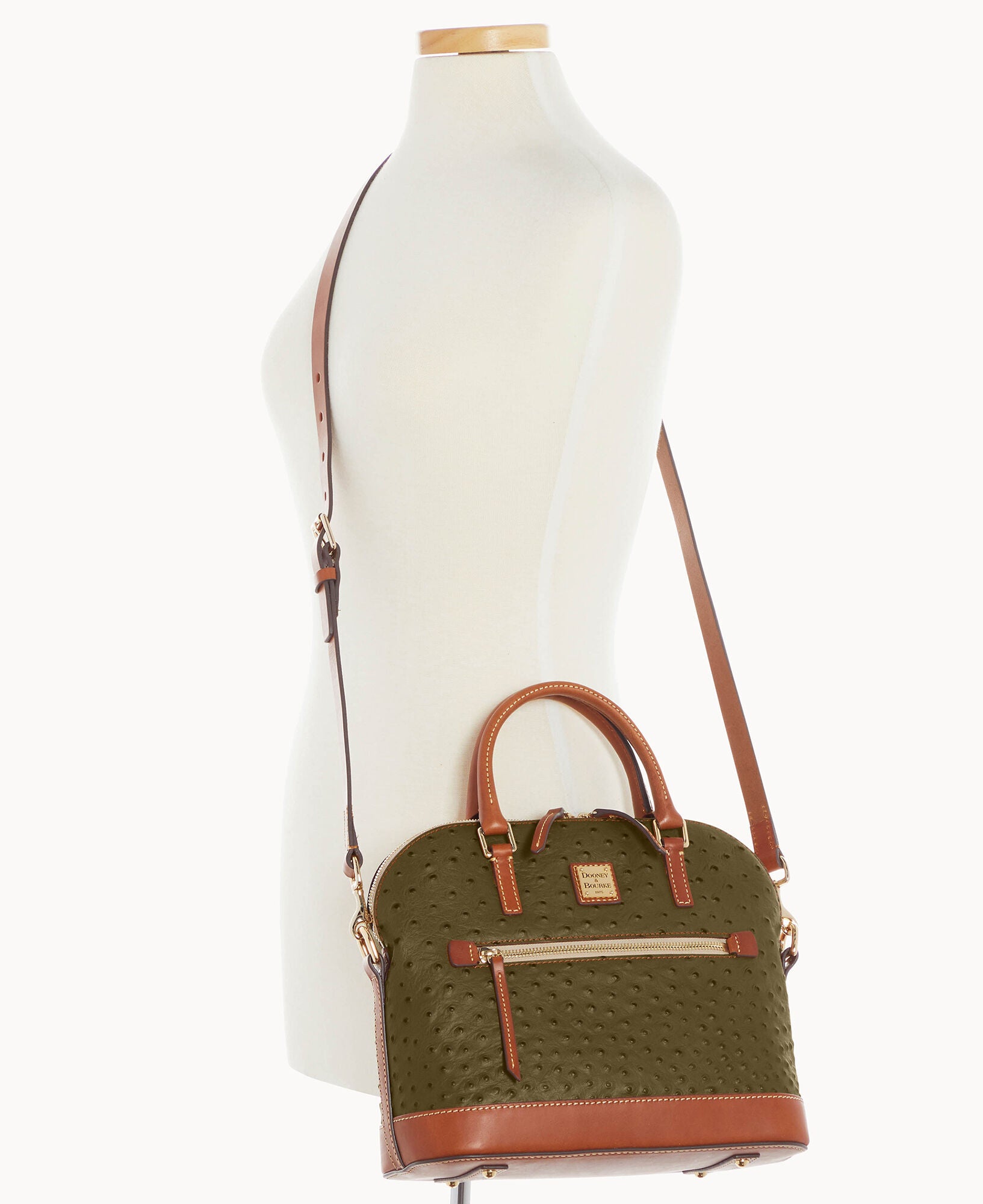 Ostrich Domed Zip Satchel - Image 26