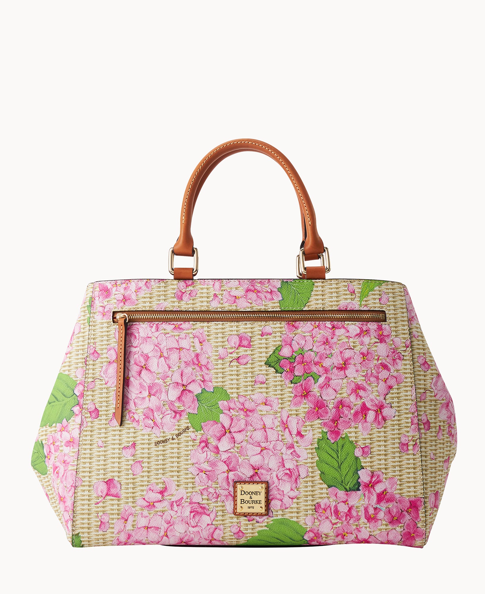 Hydrangea Basketweave Zip Satchel